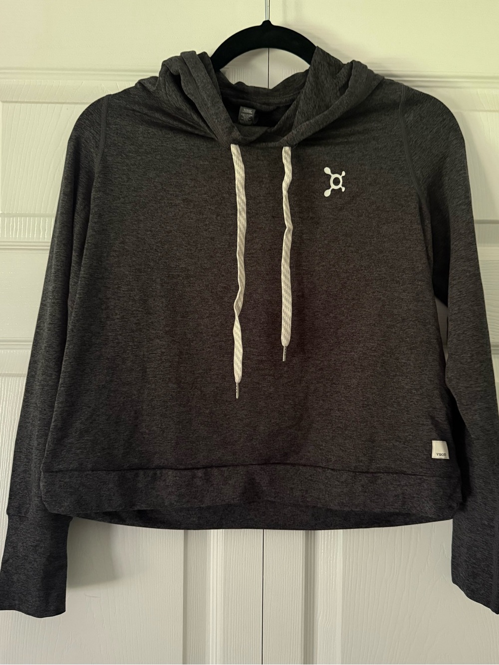 Vuori Orangetheory Gray Hooded Sweatshirt with Drawstrings